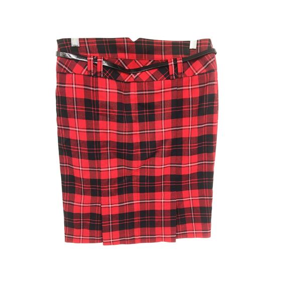 Womens Tracy Evans Ltd Red Plaid Pleated Mini Skirt with Black Belt Size 1 NWT - Picture 2 of 7